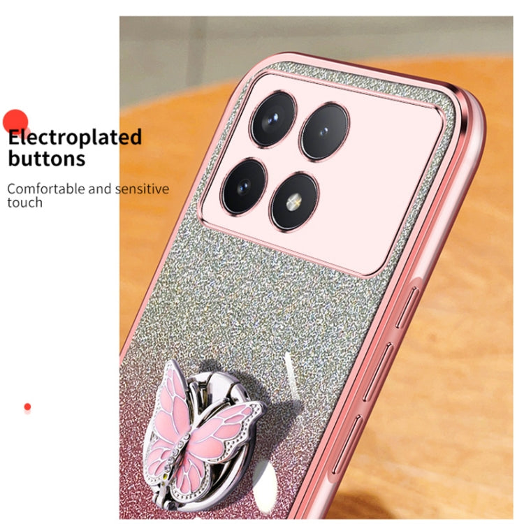 For Redmi K70 / K70 Pro Plated Gradient Glitter Butterfly Holder TPU Phone Case