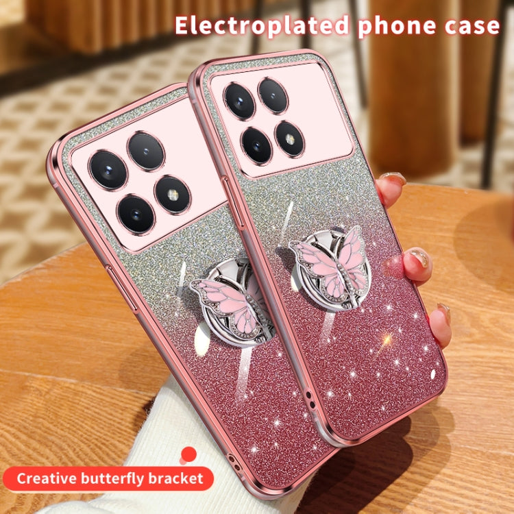 For Redmi K70 / K70 Pro Plated Gradient Glitter Butterfly Holder TPU Phone Case