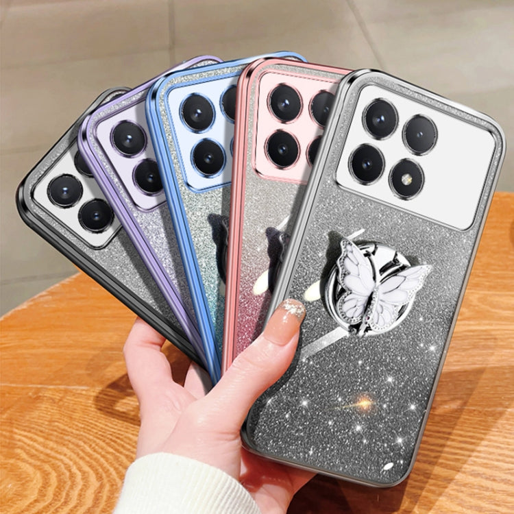 For Redmi K70 / K70 Pro Plated Gradient Glitter Butterfly Holder TPU Phone Case
