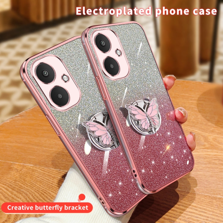 For Redmi 13C 5G Plated Gradient Glitter Butterfly Holder TPU Phone Case