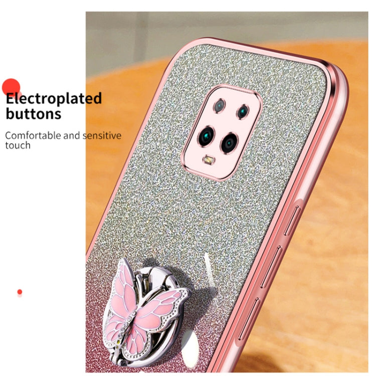 For Redmi 10X Pro 5G Plated Gradient Glitter Butterfly Holder TPU Phone Case