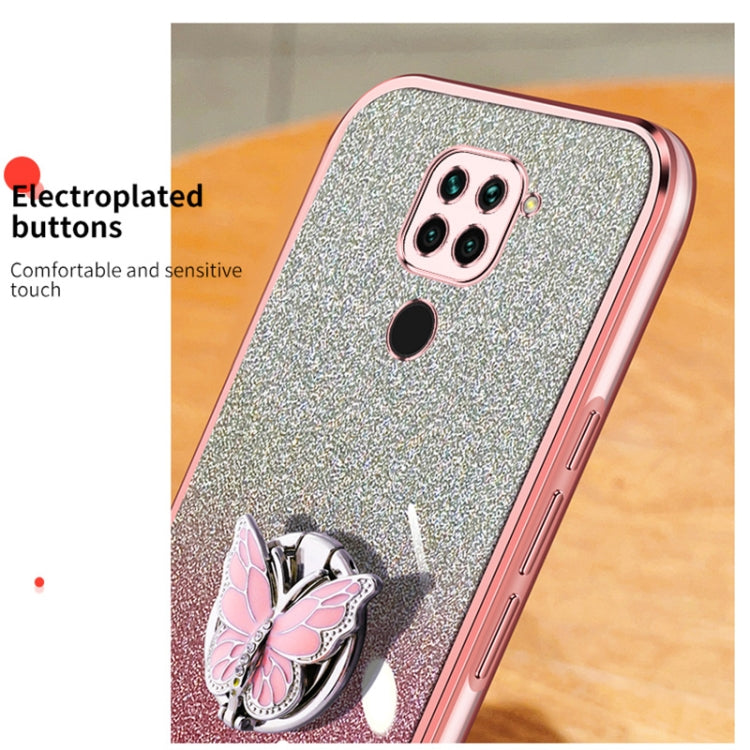 For Redmi 10X 4G Plated Gradient Glitter Butterfly Holder TPU Phone Case