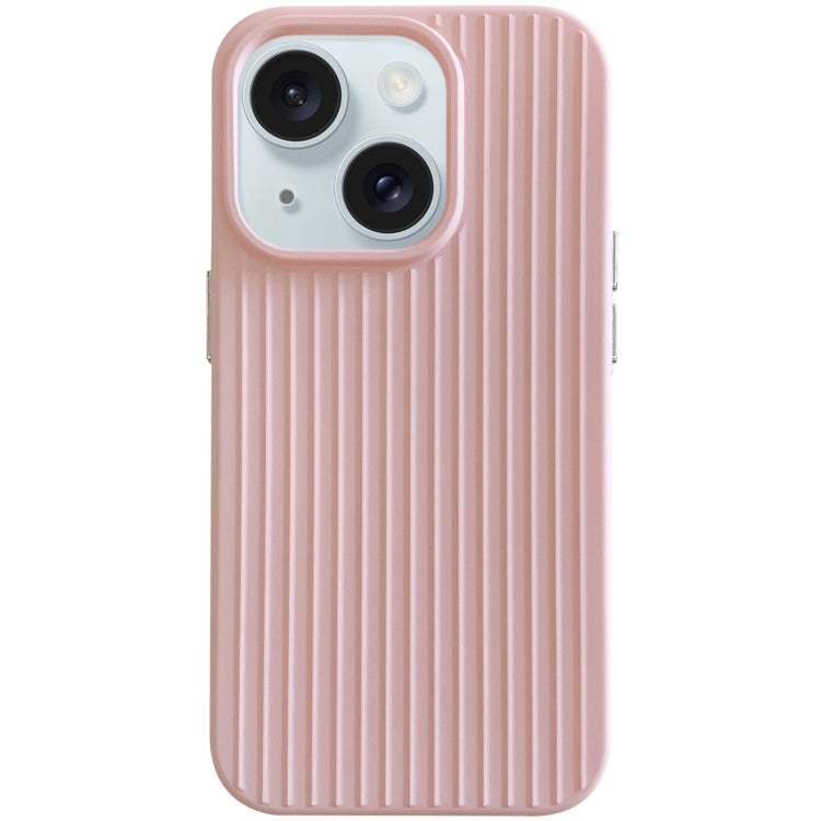 For iPhone 15 Macaroon Tile Stripe TPU Hybrid PC Phone Case
