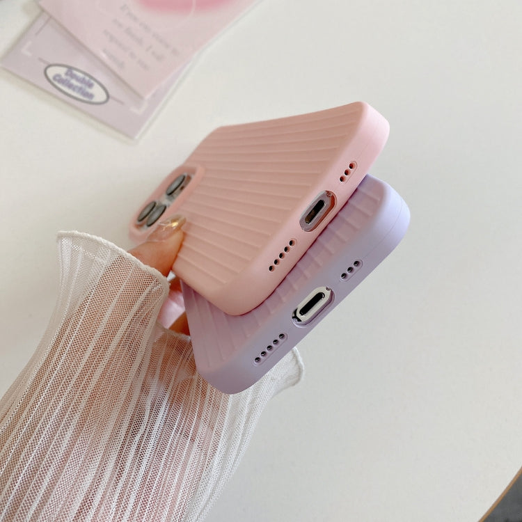 For iPhone 14 Pro Macaroon Tile Stripe TPU Hybrid PC Phone Case