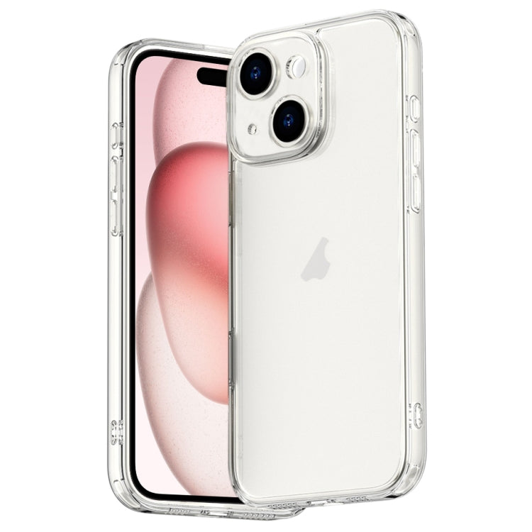For iPhone 15 Plus Four Corner Airbag Transparent Glass Phone Case