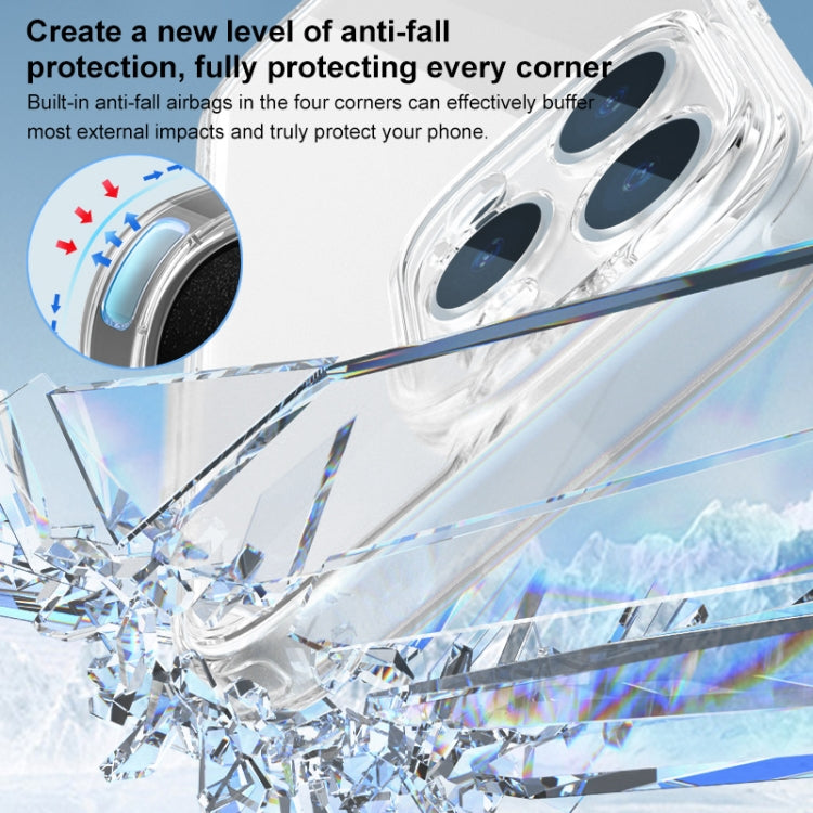 For iPhone 16 Plus Four Corner Airbag Transparent Glass Phone Case