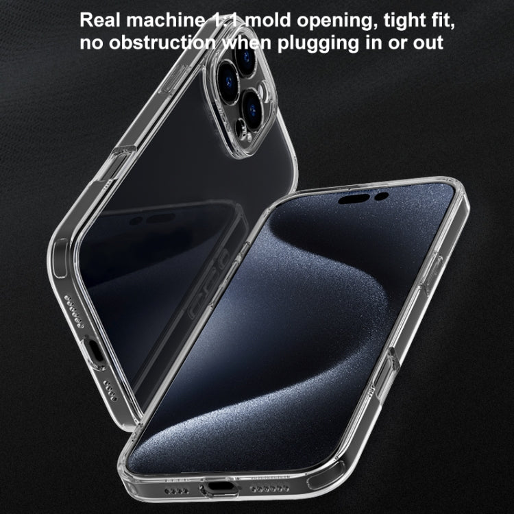 For iPhone 15 Pro Max Four Corner Airbag Transparent Glass Phone Case