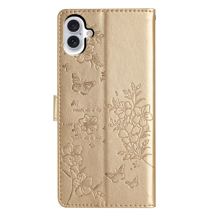 For iPhone 16 Butterflies and Flowers Leather Phone Case