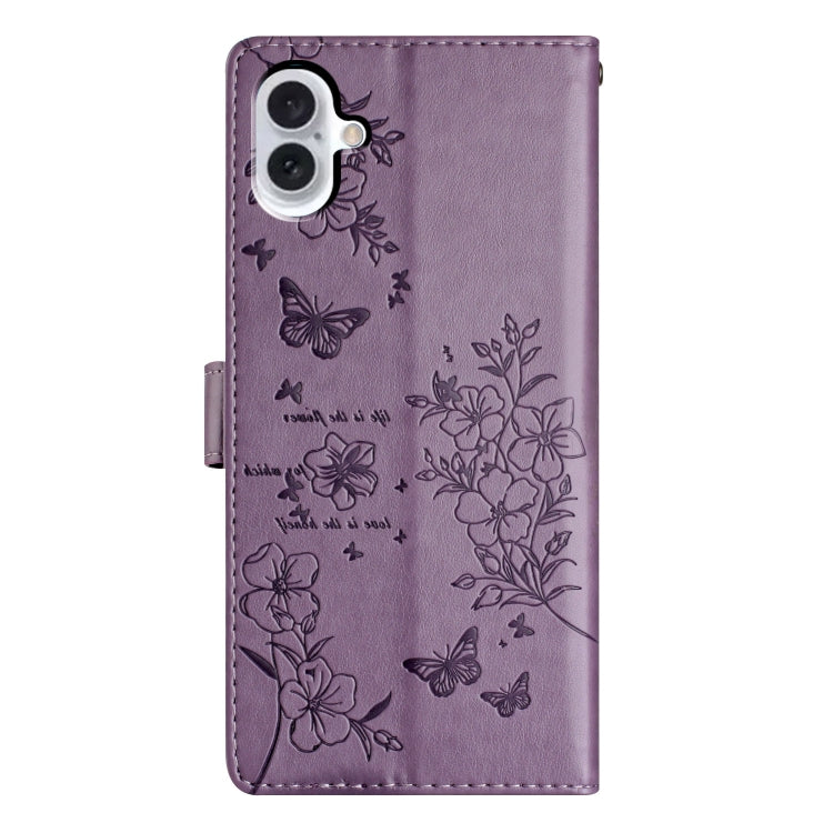 For iPhone 16 Butterflies and Flowers Leather Phone Case