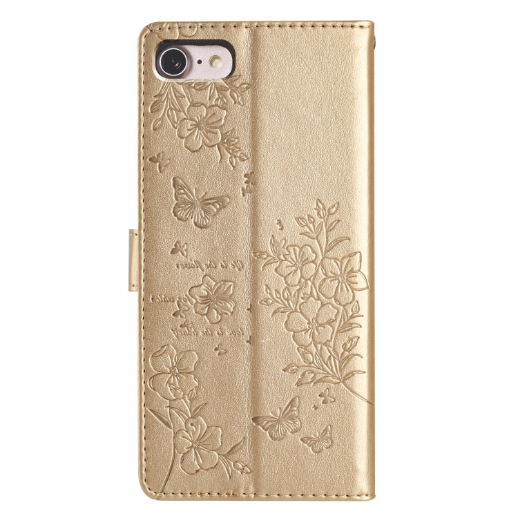 For iPhone SE 2022 / SE 2020 Butterflies and Flowers Leather Phone Case
