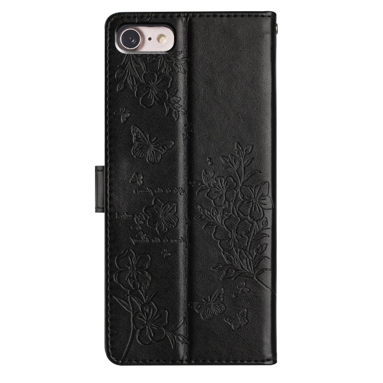 For iPhone SE 2022 / SE 2020 Butterflies and Flowers Leather Phone Case