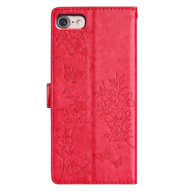 For iPhone SE 2022 / SE 2020 Butterflies and Flowers Leather Phone Case