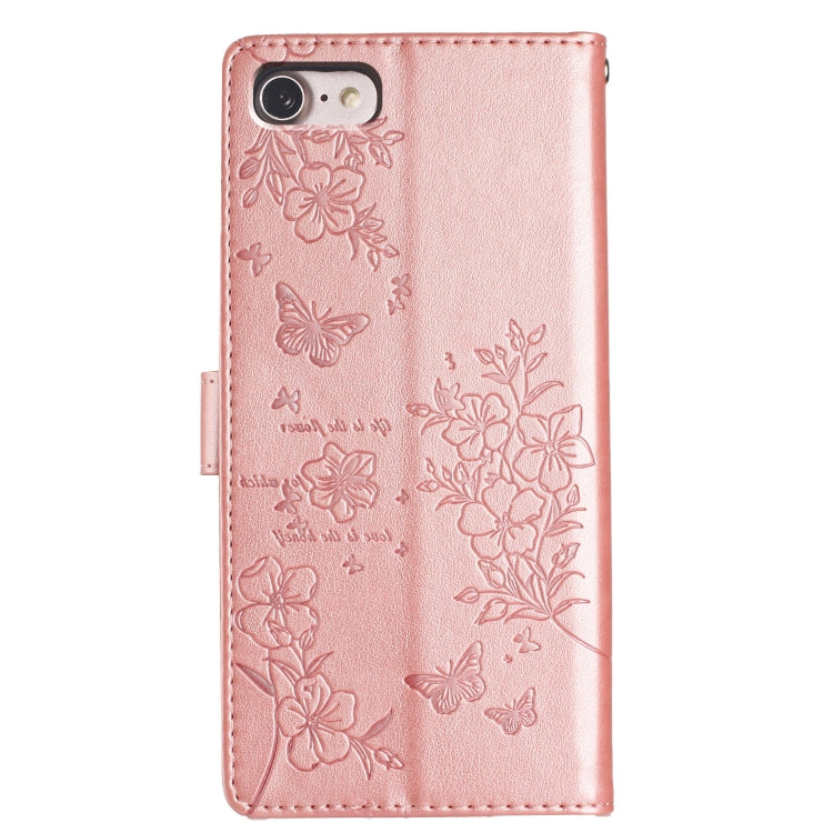 For iPhone SE 2022 / SE 2020 Butterflies and Flowers Leather Phone Case