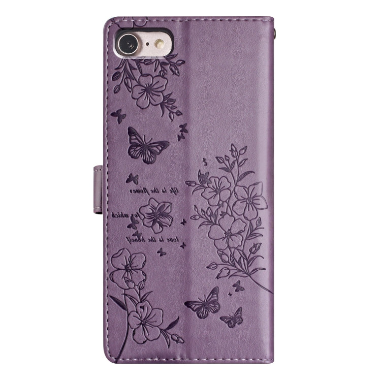 For iPhone SE 2022 / SE 2020 Butterflies and Flowers Leather Phone Case