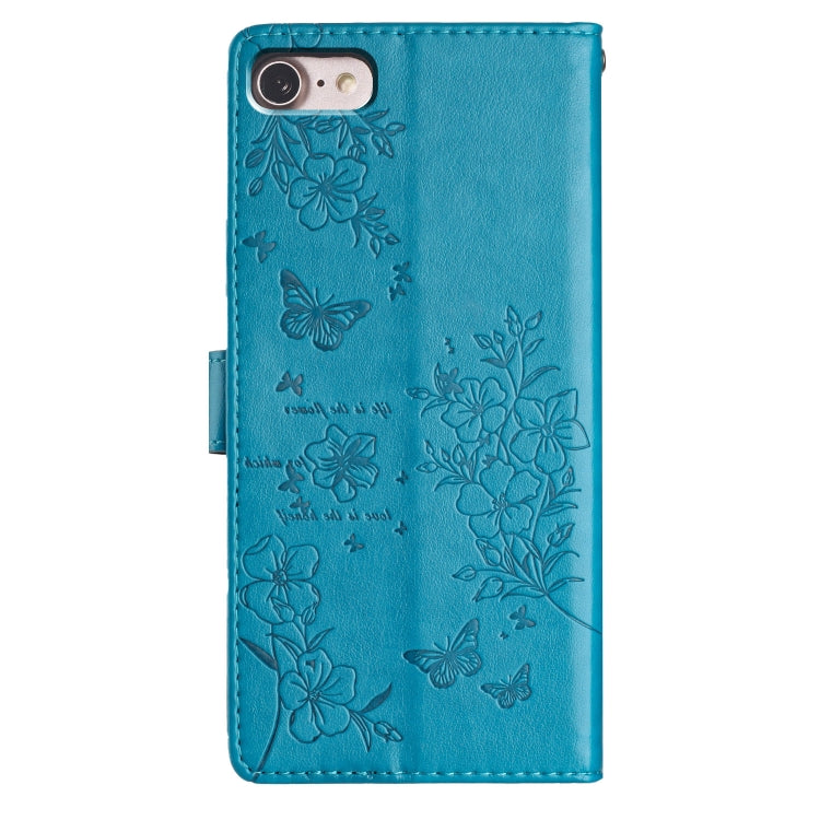 For iPhone SE 2022 / SE 2020 Butterflies and Flowers Leather Phone Case