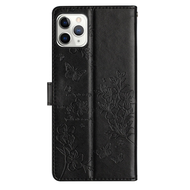 For iPhone 11 Pro Max Butterflies and Flowers Leather Phone Case