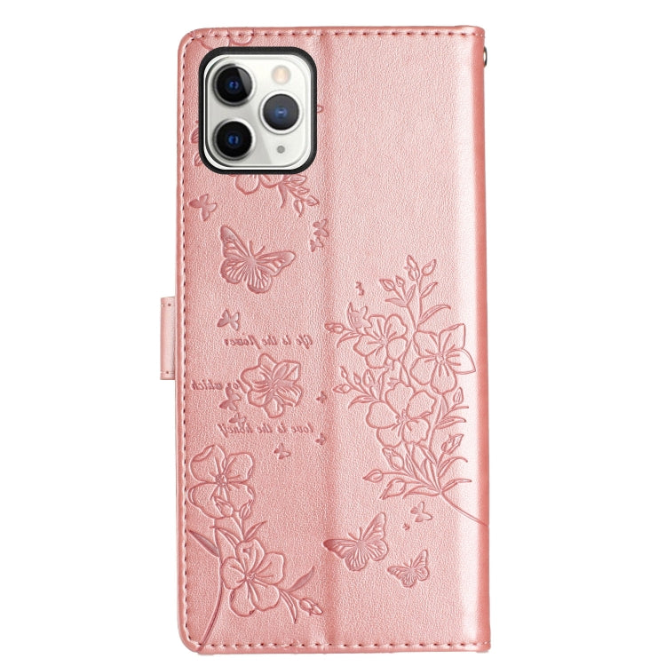 For iPhone 11 Pro Max Butterflies and Flowers Leather Phone Case