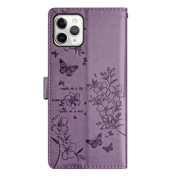 For iPhone 11 Pro Max Butterflies and Flowers Leather Phone Case