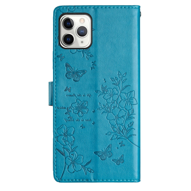 For iPhone 11 Pro Max Butterflies and Flowers Leather Phone Case