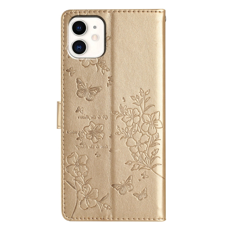 For iPhone 11 Butterflies and Flowers Leather Phone Case