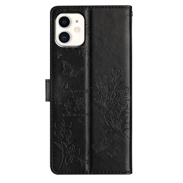 For iPhone 11 Butterflies and Flowers Leather Phone Case