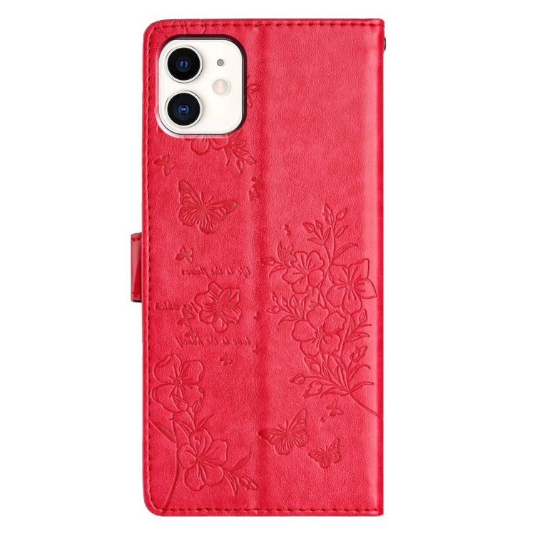 For iPhone 11 Butterflies and Flowers Leather Phone Case