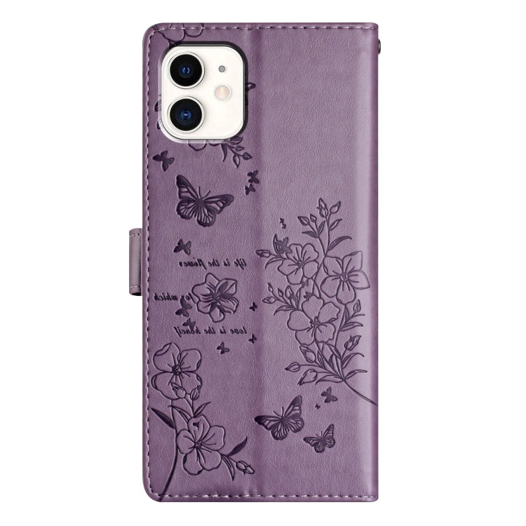 For iPhone 11 Butterflies and Flowers Leather Phone Case