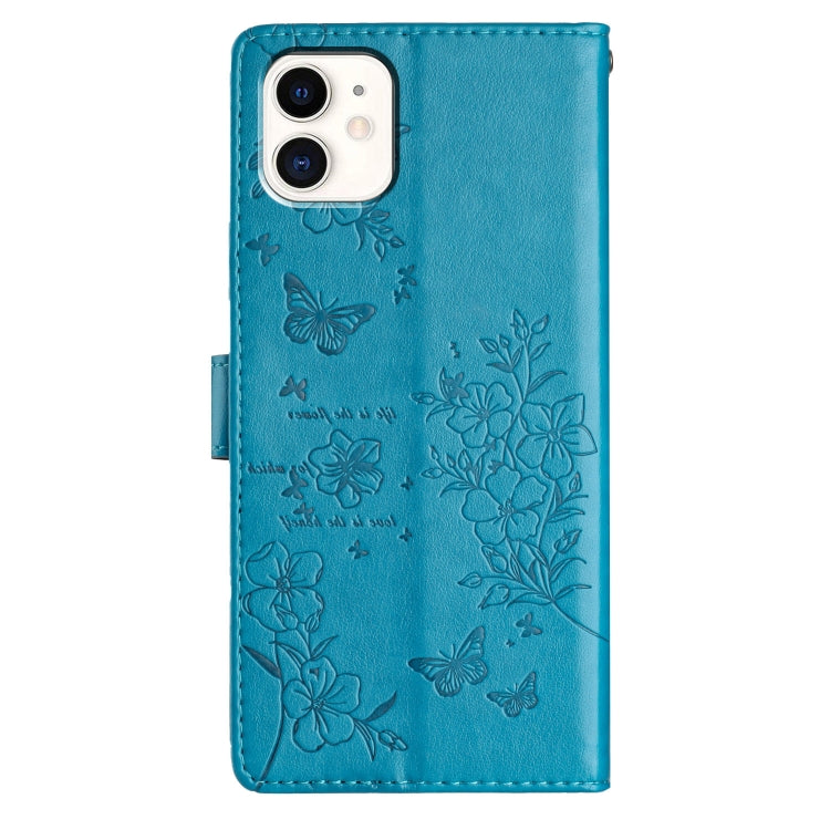 For iPhone 11 Butterflies and Flowers Leather Phone Case