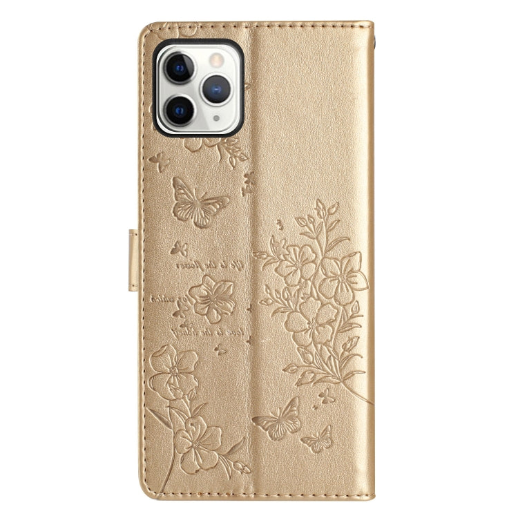 For iPhone 11 Pro Butterflies and Flowers Leather Phone Case