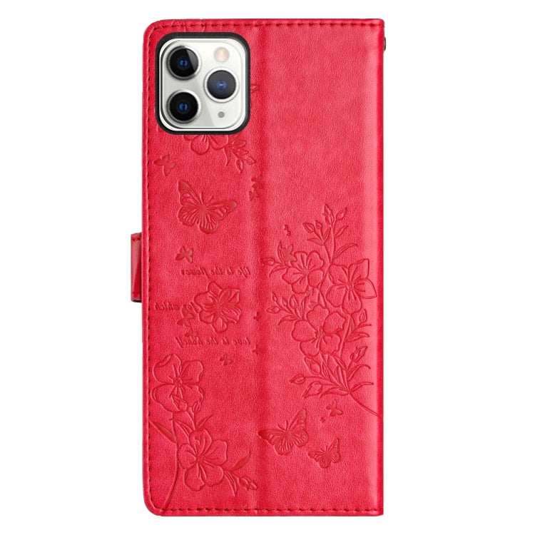 For iPhone 11 Pro Butterflies and Flowers Leather Phone Case
