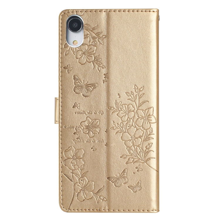 For iPhone XR Butterflies and Flowers Leather Phone Case