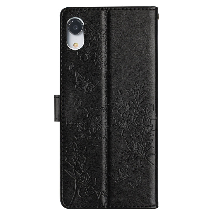 For iPhone XR Butterflies and Flowers Leather Phone Case