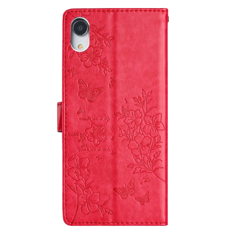For iPhone XR Butterflies and Flowers Leather Phone Case