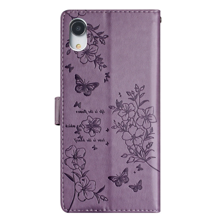For iPhone XR Butterflies and Flowers Leather Phone Case