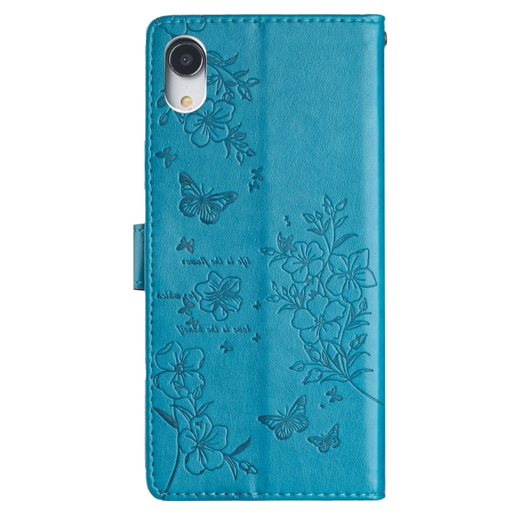 For iPhone XR Butterflies and Flowers Leather Phone Case