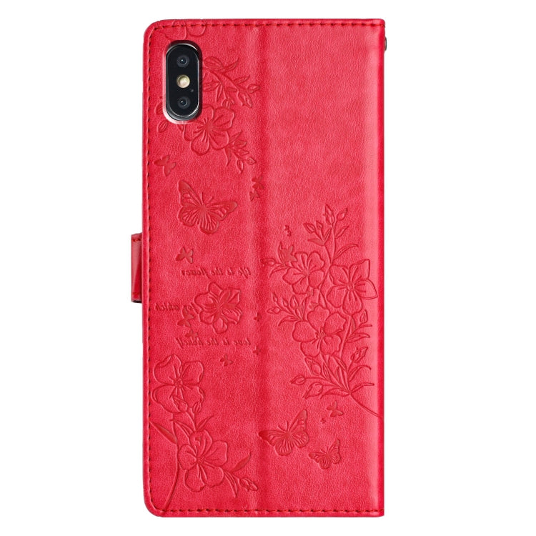 For iPhone XS Max Butterflies and Flowers Leather Phone Case