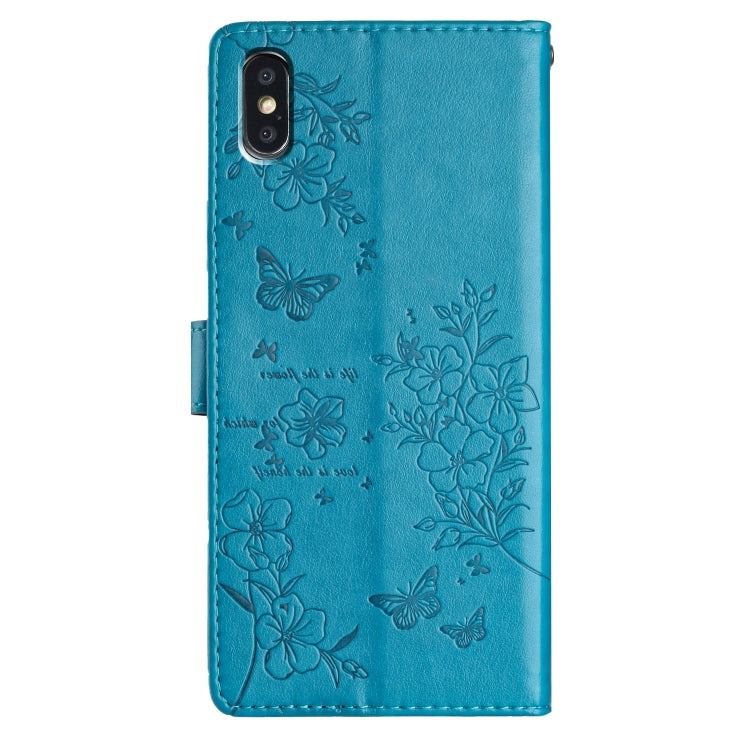 For iPhone XS Max Butterflies and Flowers Leather Phone Case