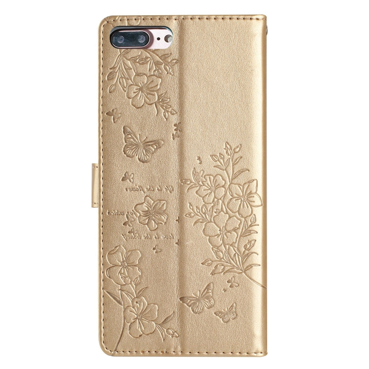 For iPhone 8 Plus / 7 Plus Butterflies and Flowers Leather Phone Case