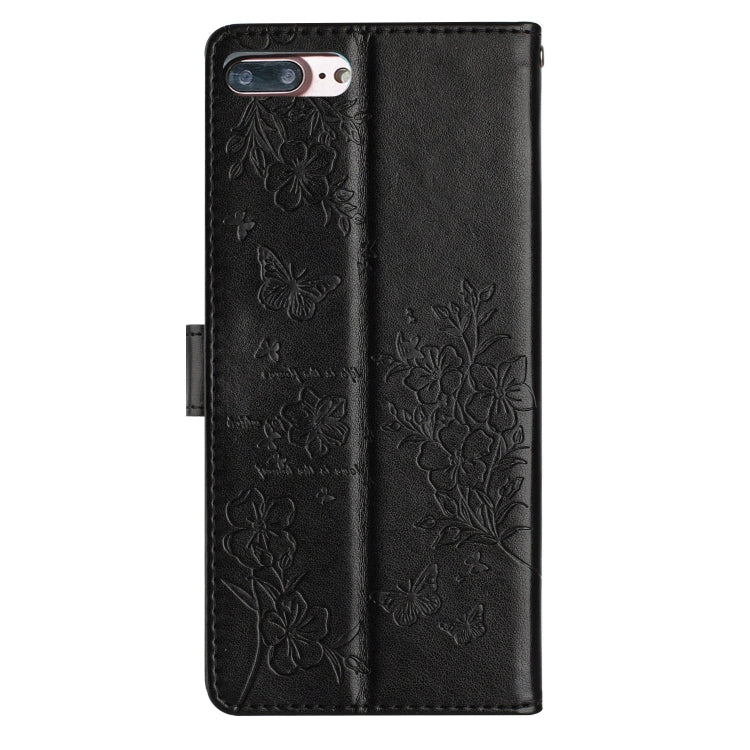 For iPhone 8 Plus / 7 Plus Butterflies and Flowers Leather Phone Case