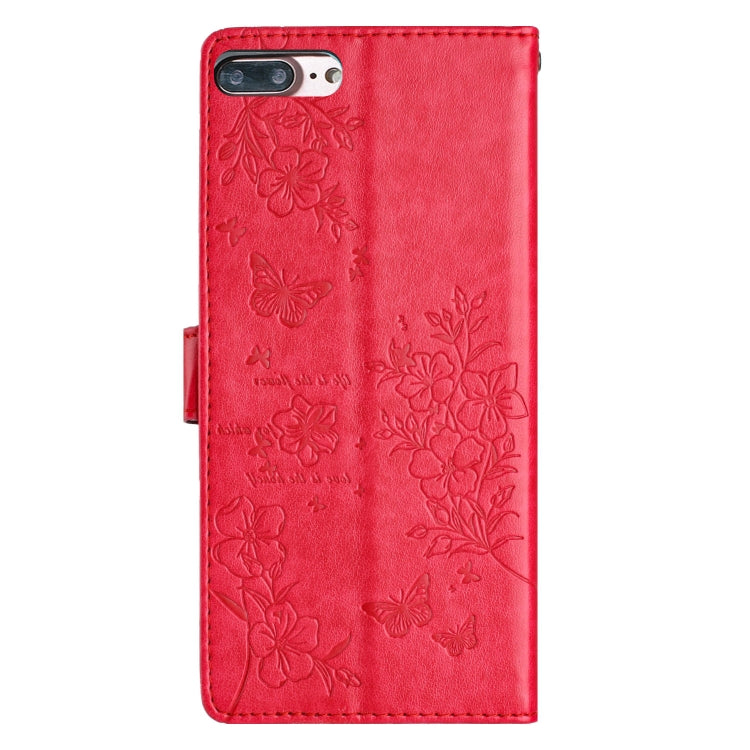 For iPhone 8 Plus / 7 Plus Butterflies and Flowers Leather Phone Case