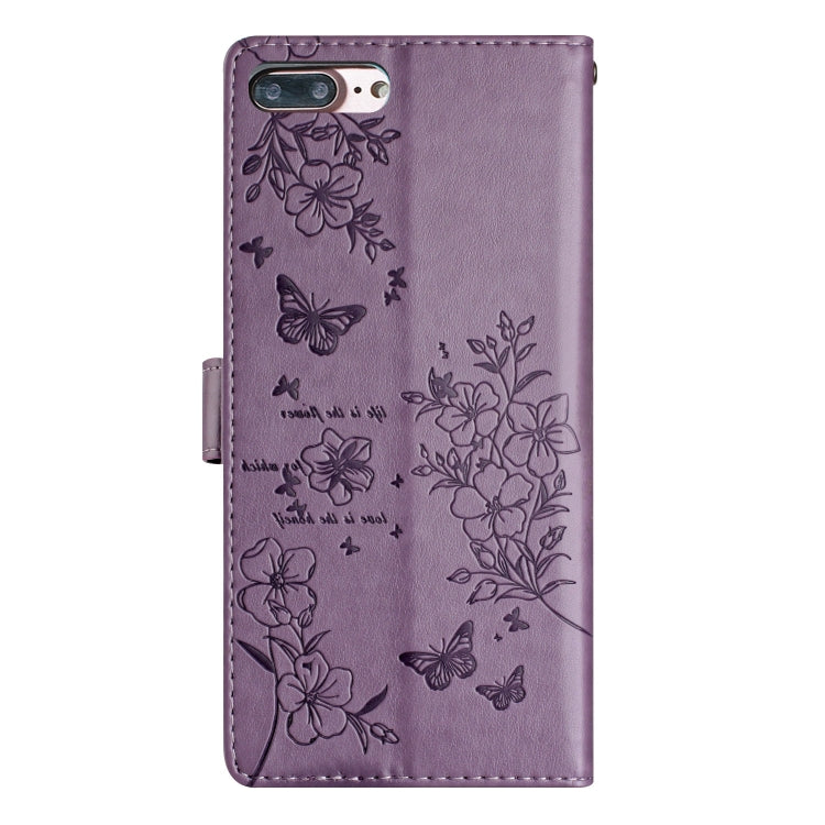 For iPhone 8 Plus / 7 Plus Butterflies and Flowers Leather Phone Case