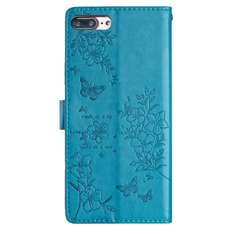 For iPhone 8 Plus / 7 Plus Butterflies and Flowers Leather Phone Case