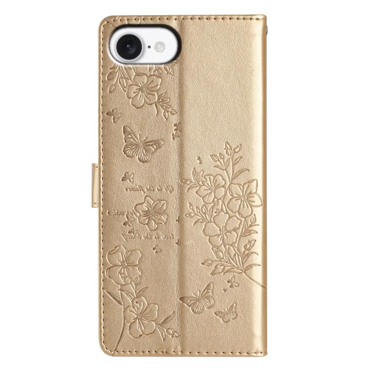 For iPhone 17e / 16e Butterflies and Flowers Leather Phone Case