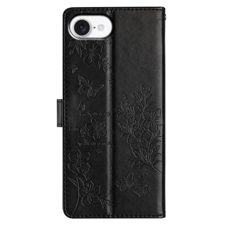 For iPhone 17e / 16e Butterflies and Flowers Leather Phone Case