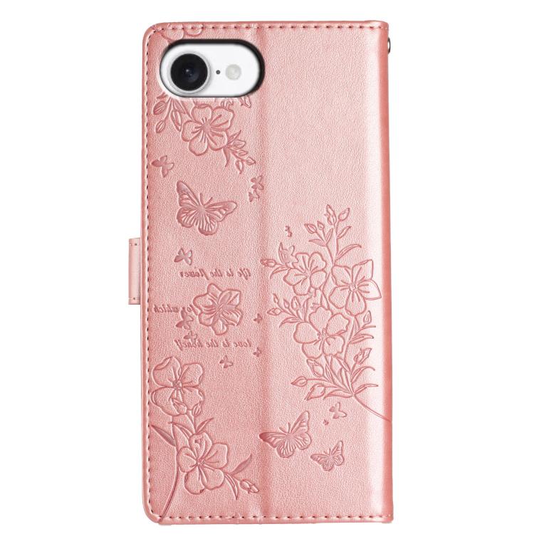 For iPhone 17e / 16e Butterflies and Flowers Leather Phone Case