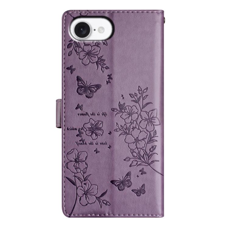 For iPhone 17e / 16e Butterflies and Flowers Leather Phone Case