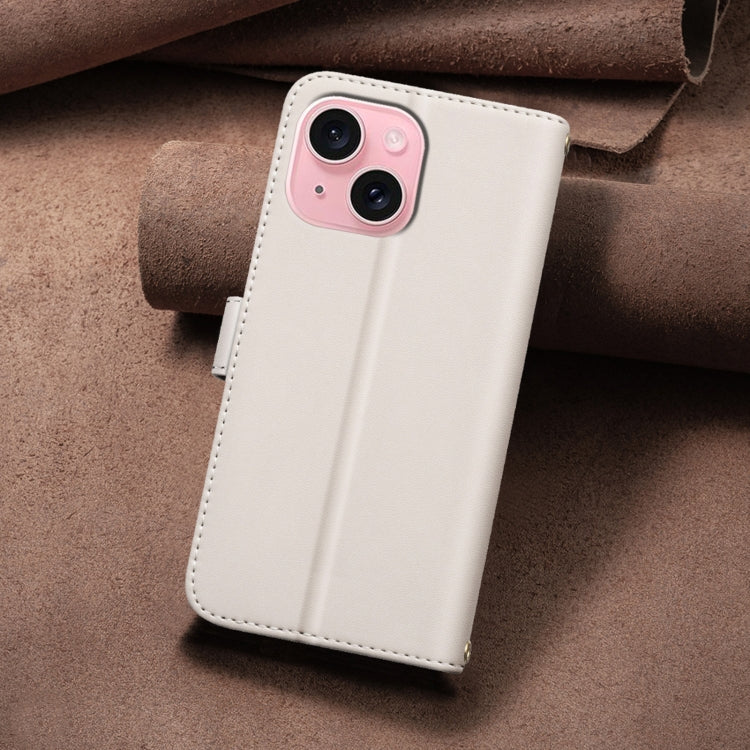 For iPhone 15 Square Texture Leather Phone Case