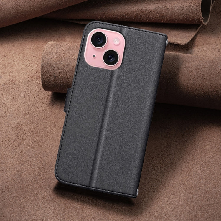 For iPhone 15 Square Texture Leather Phone Case