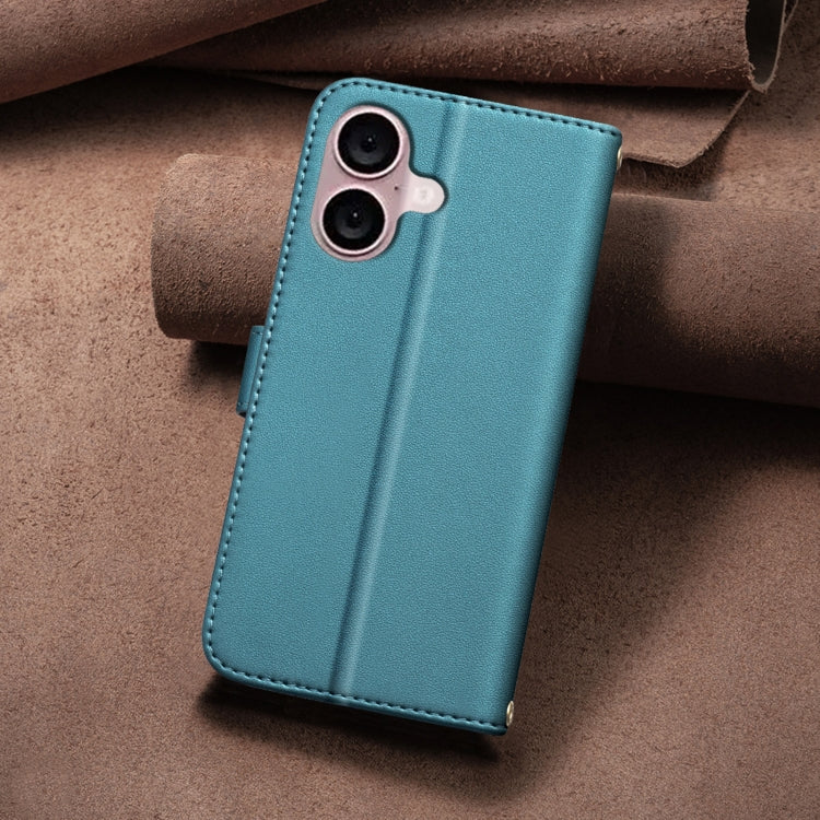 For iPhone 16 Square Texture Leather Phone Case