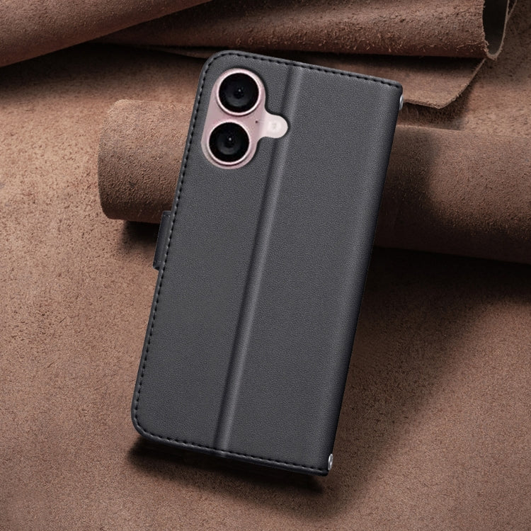 For iPhone 16 Square Texture Leather Phone Case